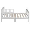 Wooden Baby Toddler Bed Children Bedroom Furniture with Safety Guardrails White