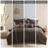 7 Piece Micro Corduroy Comforter Set Brown Queen