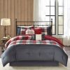 7 Piece Herringbone Comforter Set Red King