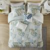 6 Piece Oversized Cotton Comforter Set with Throw Pillow Blue Full