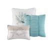 7 Piece Cotton Sateen Comforter Set Aqua Queen