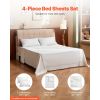 4-Piece Bed Sheet Set - Queen Size, 100% Brushed Microfiber Bedding Set with 2 Pillowcases, 1 Flat Sheet & 1 Fitted Sheet