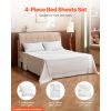 4-Piece Bed Sheet Set - King Size, 100% Brushed Microfiber Bedding Set with 2 Pillowcases, 1 Flat Sheet & 1 Fitted Sheet