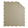 Oversized Quilted Throw with Scalloped Edges Khaki 60x72"