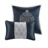 8 Piece Jacquard Comforter Set Navy/Silver Queen