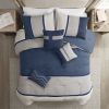 7 Piece Faux Suede Comforter Set Blue King