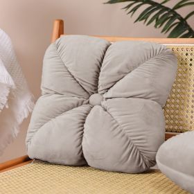 Set Of Two 14in  Square Velvet Flower Knot Accent Throw Pillows (Option: Default)