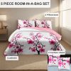 5-Piece Pink Cherry Blossom Bedding Set (Queen/King/Cal King) - Microfiber Quilt + Pillow Shams
