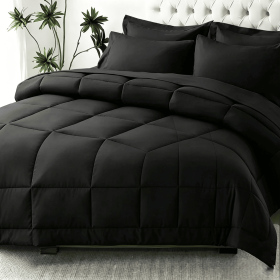 Black 2-Piece & 3-Piece Bedding Comforter Set – Twin/Queen/King – Soft Microfiber (Inclusion: Comforter *1+Pillowcase*2, size: KING)