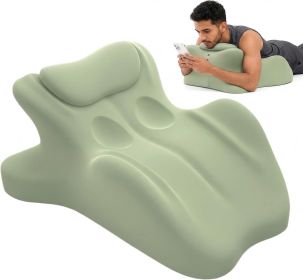 Wedge Pillow,Ergonomic Memory Foam, Contoured Support Pillows, 27° Angled Support for Waist and Neck, Multi-Position Support Pillow (Color: green)