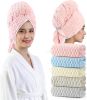 Blue Microfiber Hair Towels - Extra Large Hair Towel Wrap for Women, 24x42 inch Hair Towels with Elastic Strap, Super Soft Hair Drying Towels for Long
