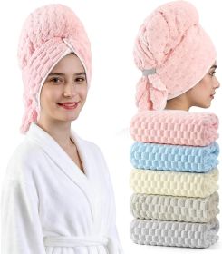 Blue Microfiber Hair Towels - Extra Large Hair Towel Wrap for Women, 24x42 inch Hair Towels with Elastic Strap, Super Soft Hair Drying Towels for Long (Color: Pink+blue+gray+ivory+beige)