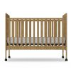 4-in-1 Convertible Baby Crib, Wood Full Size Toddler Bed with Locking Wheels, Non-Toxic Finish