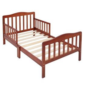 Wooden Baby Toddler Bed Children Bedroom Furniture with Safety Guardrails Espresso (default: default title)