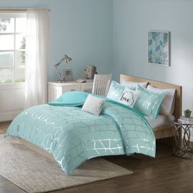 Twin/Twin XL Metallic Printed Comforter Set (Color: as Pic)