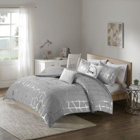 King/Cal King Metallic Printed Comforter Set (Color: as Pic)