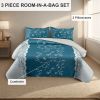 3-Piece Teal Lace Floral Bedding Set (Queen/King/Cal King) - Quilted Microfiber Quilt + Pillow Shams