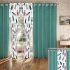 9-Piece Boho Feather Bedding & Curtain Set (Queen/King/Cal King) - Quilted Microfiber Bedspread + Sheer Curtains