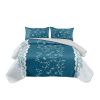 3-Piece Teal Lace Floral Bedding Set (Queen/King/Cal King) - Quilted Microfiber Quilt + Pillow Shams