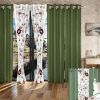9-Piece Sage Green Watercolor Floral Bedding & Curtain Set (Queen/King/Cal King) - Quilted Microfiber Bedspread + Sheer Curtains