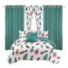 9-Piece Boho Feather Bedding & Curtain Set (Queen/King/Cal King) - Quilted Microfiber Bedspread + Sheer Curtains