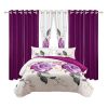 9-Piece Purple Rose Bedding & Curtain Set (Queen/King/Cal King) - Quilted Microfiber Bedspread + Sheer Curtains